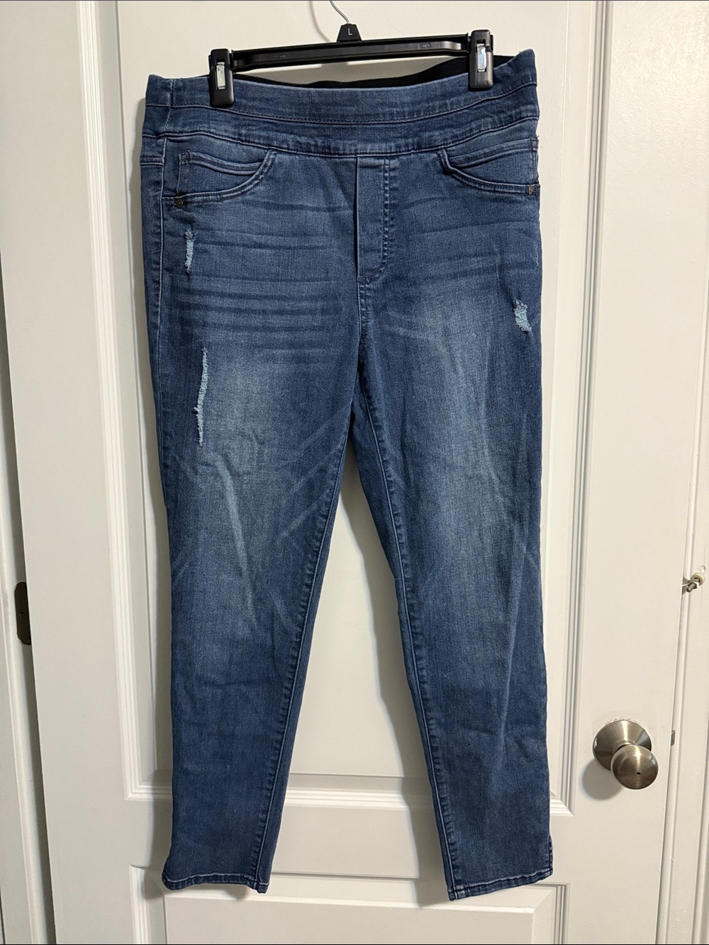 Democracy Women's Blue Distressed Jeggings - Slim Stretch Fit